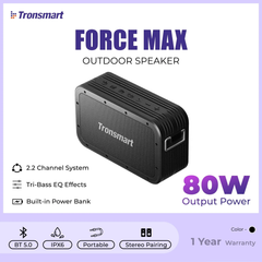 TRONSMART Force Max 80W Portable Wireless Bluetooth Outdoor Speaker - Black