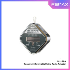 REMAX - RL-LA09 2.0A Lightning & 3.5mm Audio Jack Splitter - Black