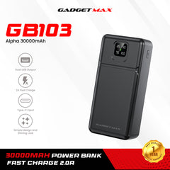 Gadget Max GB103 Alpha Series 30000mAh Power Bank - Black