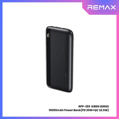 REMAX RPP-293 Kiren Series 10000mAh PD+QC Fast Charging Power Bank(PD 20W+QC 22.5W) - Black
