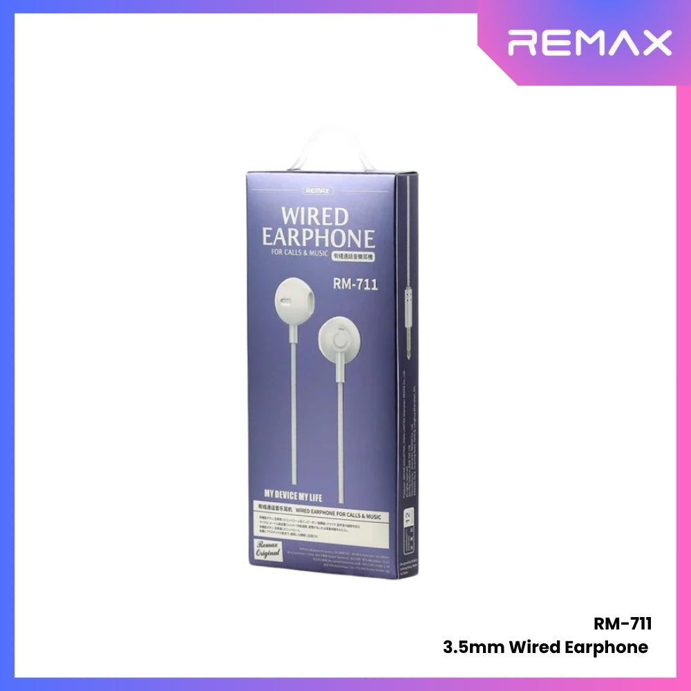REMAX - RM-711 3.5mm Metal Wired Earphone - Black