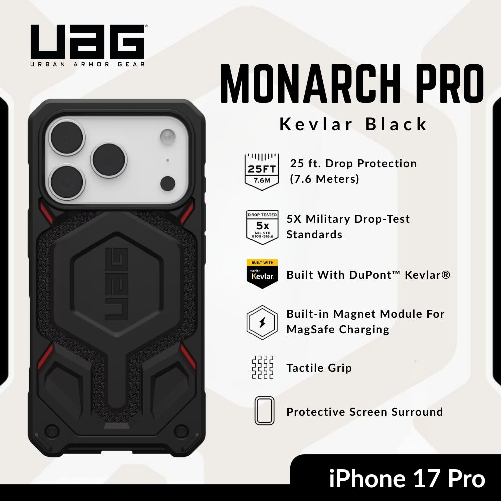 UAG - Monarch Pro Kevlar Case For iPhone 17 Pro - Kevlar Black