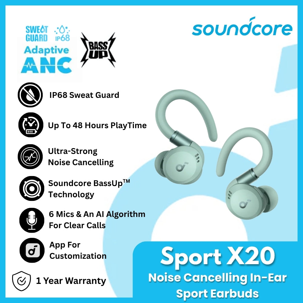 ANKER - SOUNDCORE SPORT X20 In-Ear Sport Earbuds - Green