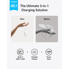 ANKER - FUSION 5000mAh Built-In Cable Power Bank (30W) - Black