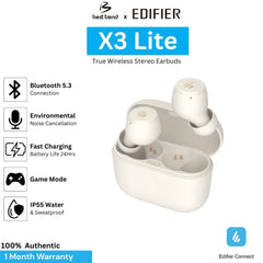 Edifier X3 Lite True Wireless Earbuds (ENC) - Ivory