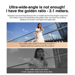 RTAKO - ZP220 Ultra-Wide Angle Selfie Stick - Black