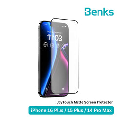 BENKS - JoyTouch Matte Screen Protector - IPhone 16 Plus / 15 Plus / 14 Pro Max (Black)
