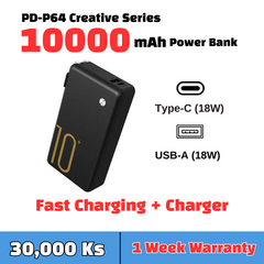 PRODA PD-P64 10000mAh CREATIVE SERIES 18W PD+QC FAST CHARGING POWER BANK - Black