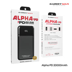 GADGET MAX - GB105 Alpha PD 20000mAh PD+QC Fast Charging Digital Power Bank ( 20W+22.5W ) - Black