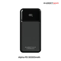 GADGET MAX - GB106 Alpha PD 30000mAh PD+QC Fast Charging Digital Power Bank ( 20W+22.5W ) - Black
