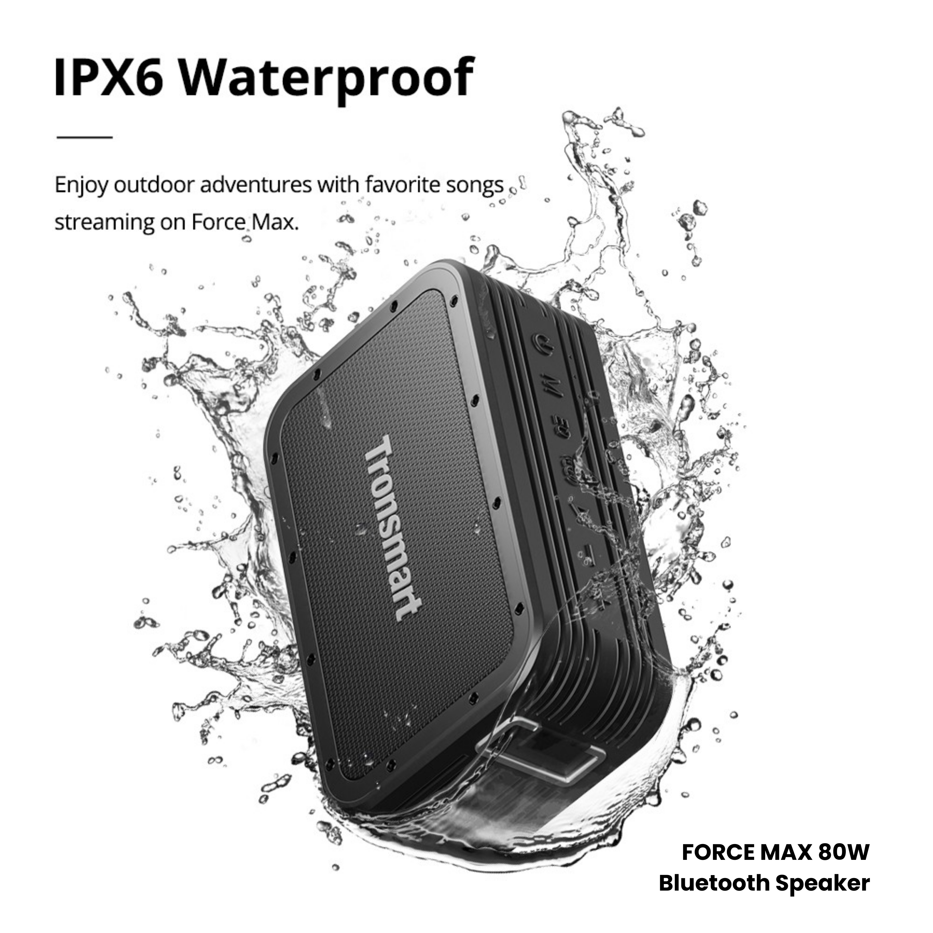 TRONSMART Force Max 80W Portable Wireless Bluetooth Outdoor Speaker - Black