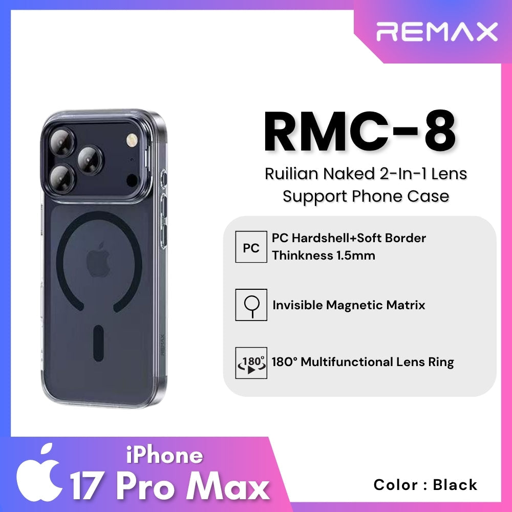 REMAX - RMC-8 iPhone 17 Pro Max Case Ruilian Naked Series  - Black