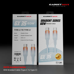 Gadget Max - GX35 C-C Gradient Series PD Fast Charging Data Cable (60W) - Blue