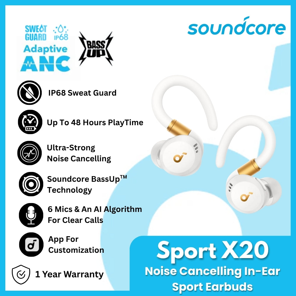 ANKER - SOUNDCORE SPORT X20 In-Ear Sport Earbuds - White