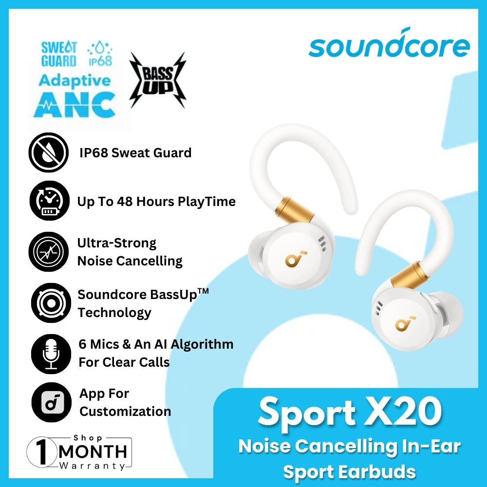 ANKER - SOUNDCORE SPORT X20 In-Ear Sport Earbuds - White