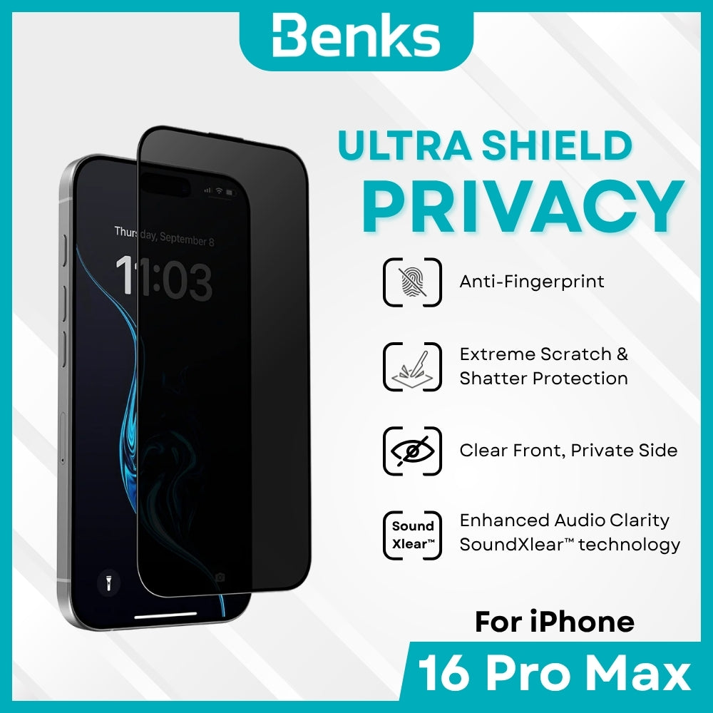 BENKS - Ultra Shield Privacy Screen Protector - IPhone 16 Pro Max