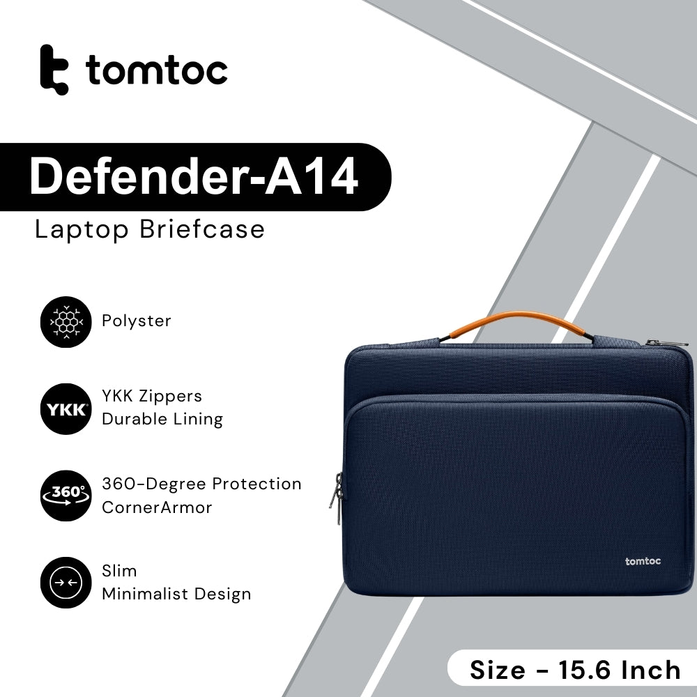 Tomtoc - Defender-A14 Laptop Briefcase ( 15.6 Inch ) - Navy Blue
