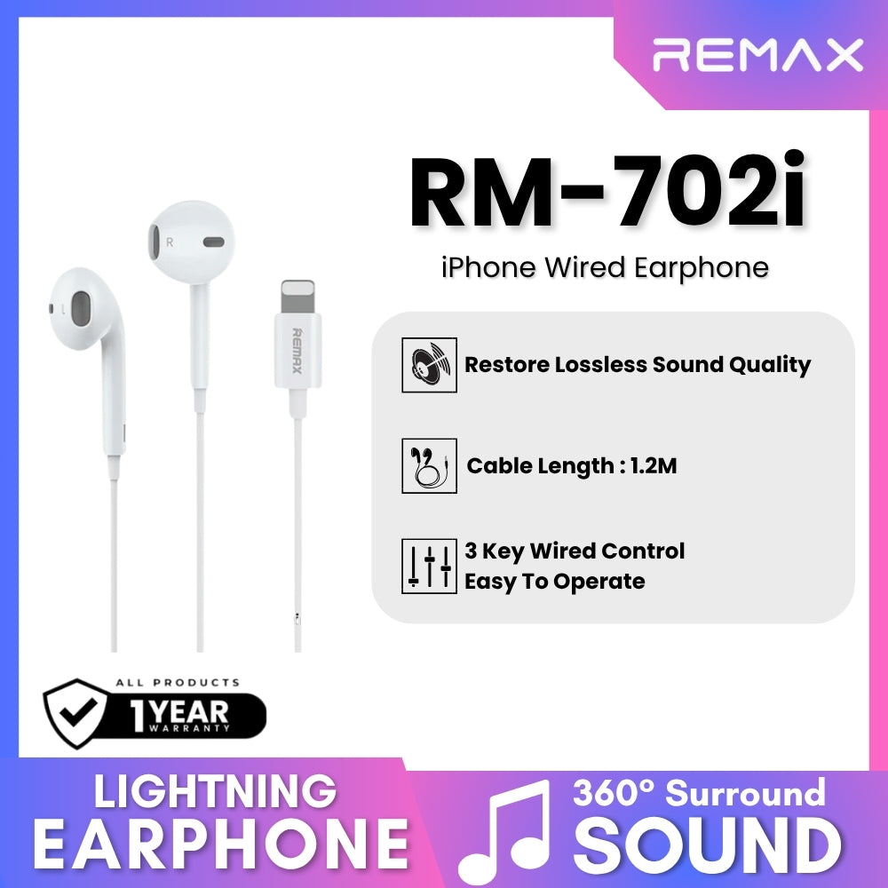 REMAX - RM-702i iPhone Wired Earphone - White