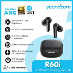 SOUNDCORE - R60i NC Noise Cancelling Wireless Earbuds - Black