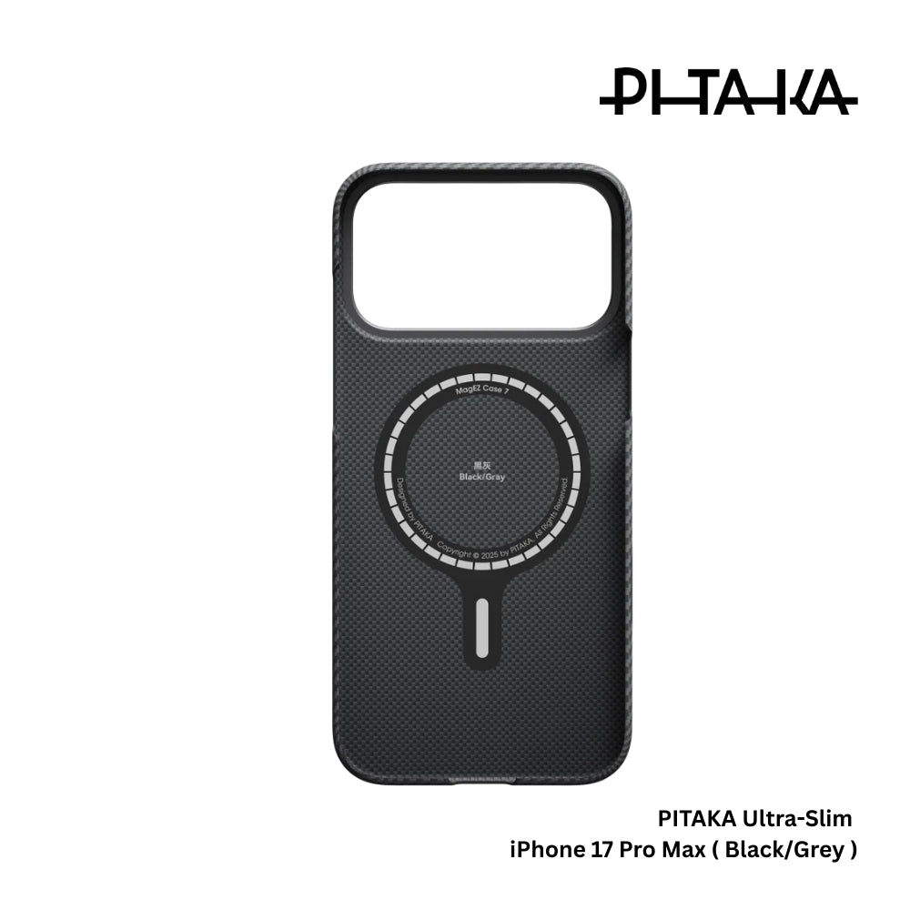 PITAKA - Ultra-Slim Case For iPhone 17 Pro Max - Black/Grey