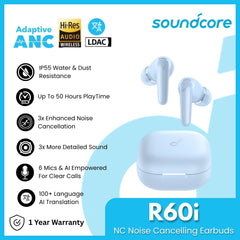 SOUNDCORE - R60i NC Noise Cancelling Wireless Earbuds - Blue