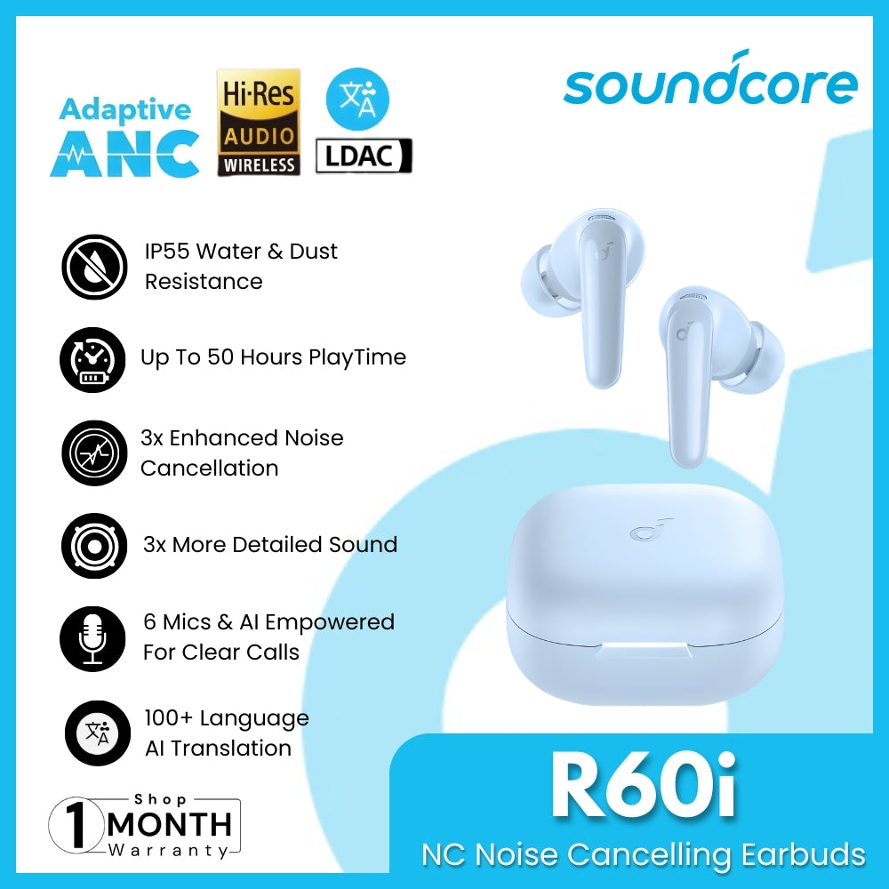 SOUNDCORE - R60i NC Noise Cancelling Wireless Earbuds - Blue