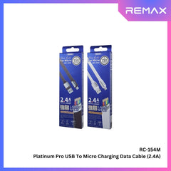 REMAX RC-154M Platinum Pro Series USB to Micro Charging Data Cable (2.4A) - White