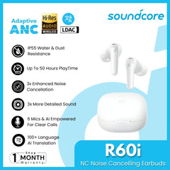 SOUNDCORE - R60i NC Noise Cancelling Wireless Earbuds - White