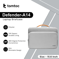 Tomtoc - Defender-A14 Laptop Briefcase ( 15.6 Inch ) - Grey