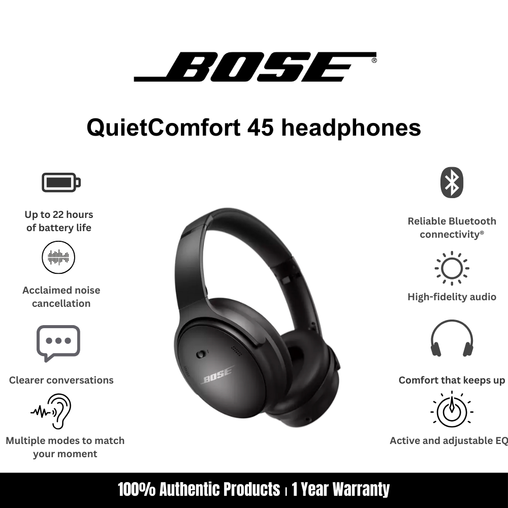 Bose QuietComfort 45 Noise Cancelling Headphones Black