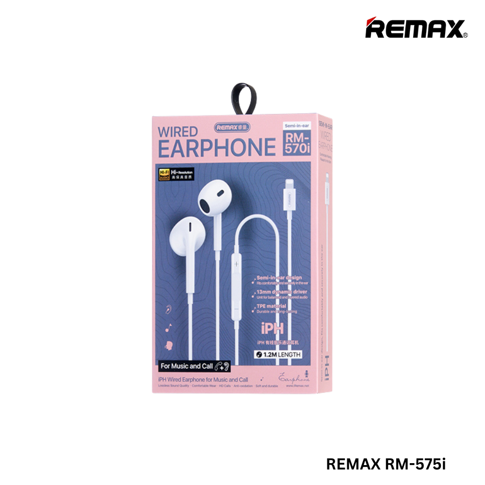 REMAX RM-575i Lightning Wired Earphone Foe Music & Call (1.2M)