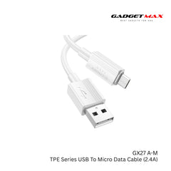 GADGET MAX - GX27 TPE Series USB To Micro Data Cable ( 2.4A ) - White