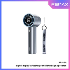 REMAX - RS-SF11 Digital Display Turbocharged Portable Handheld High-Speed Fan - Blue