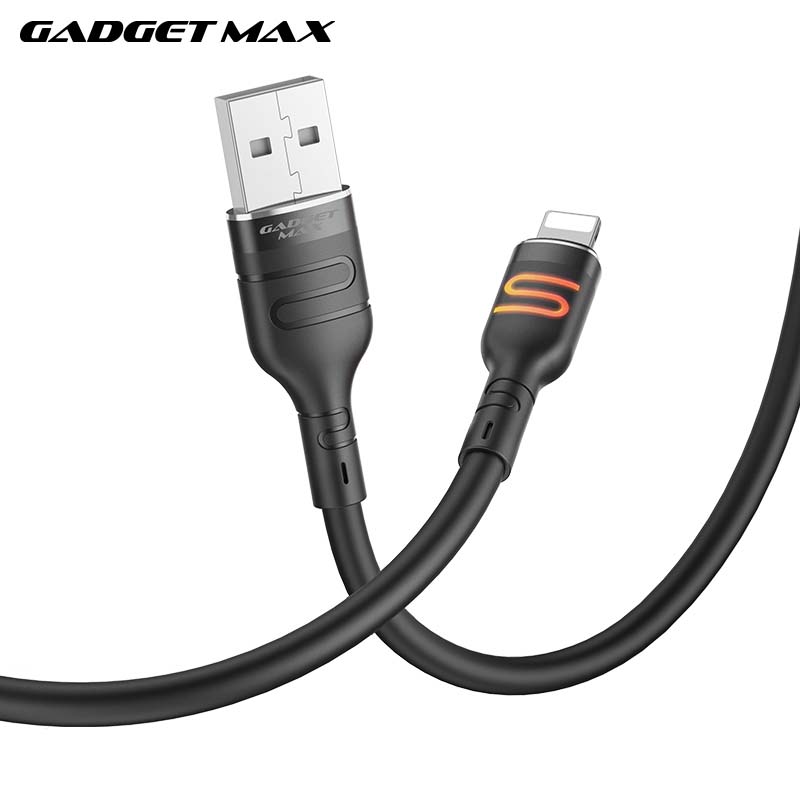 GADGET MAX GX14 DU18 S-SHAPE FAST USB TO IPH CHARGING DATA CABLE WITH LIGHT(2.4A) (1M)