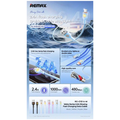 REMAX - RC-C121M Moka Series Fast Charging Glowing Data Cable ( 2.4A ) - Black