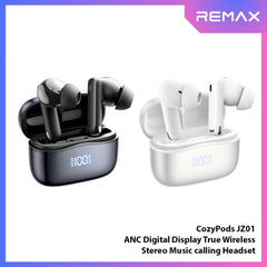 REMAX - COZYPODS JZ01 ANC Digital Display Bluetooth Wireless Earbuds - White