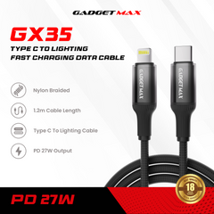 Gadget Max - GX35 C-L Gradient Series PD Fast Charging Data Cable (27W) - Yellow