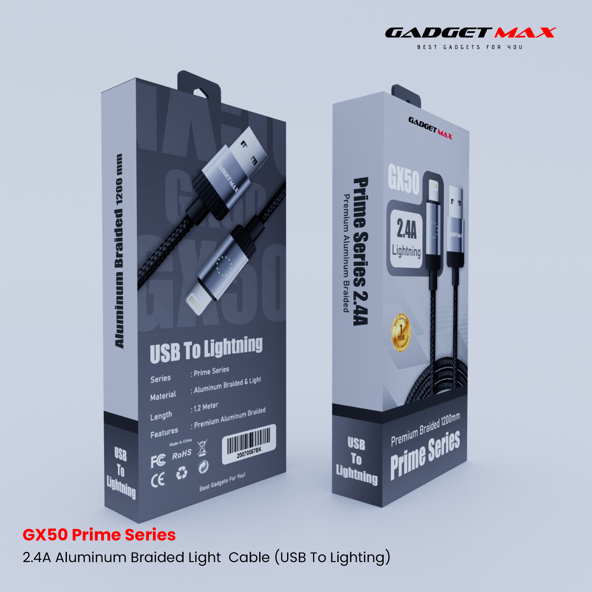 GADGET MAX - GX50 Type-C Prime Series USB To Type-C Fast Charging Data Cable (3A) - Black