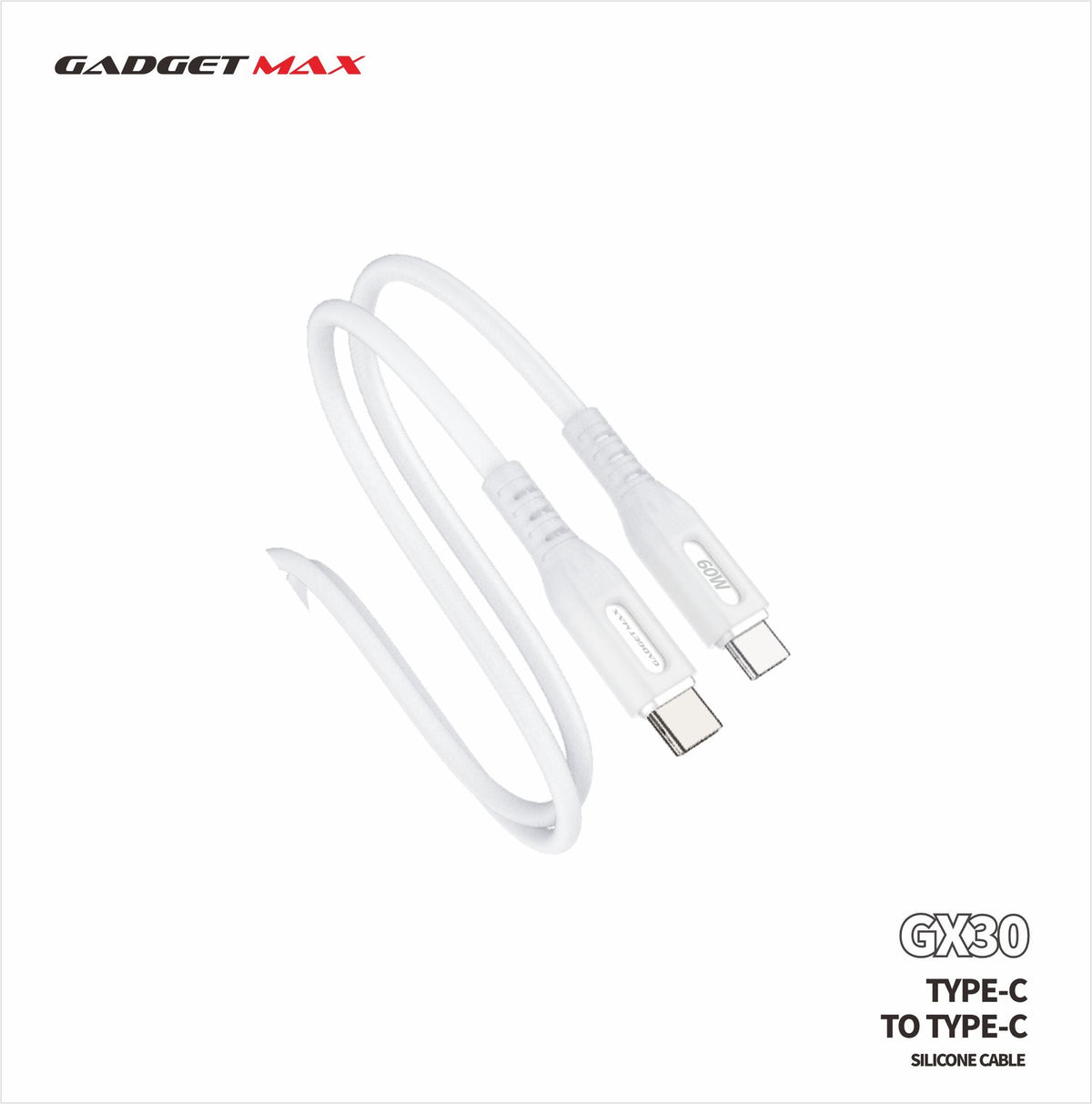 GADGET MAX - GX30 C-C Nano Series Type-C To Type-C PD Fast Charging Data Cable ( 60W ) - White