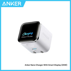 ANKER - Nano 45W Gan Charger With Smart Display - White