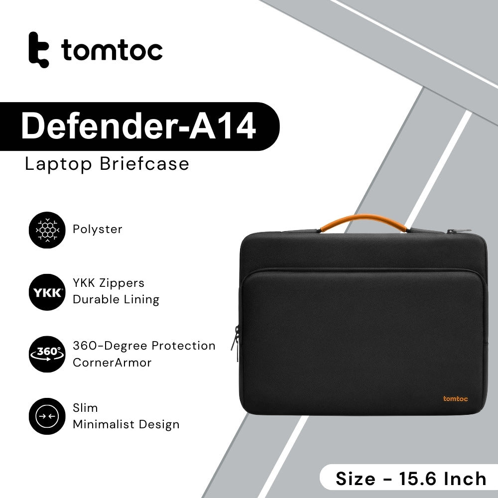TOMTOC - Defender-A14 Laptop Briefcase ( 15.6 Inch ) - Black