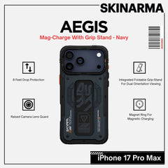 Skinarma - Aegis Magsafe Case With Grip Stand For iPhone 17 Pro Max - Navy