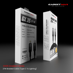 Gadget Max - GX35 C-L Gradient Series PD Fast Charging Data Cable (27W) - Black
