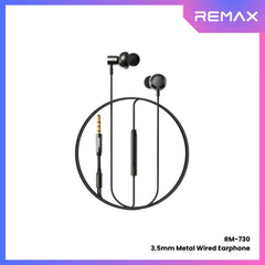 REMAX - RM-730 3.5mm Metal Wired Earphone - Tarnish