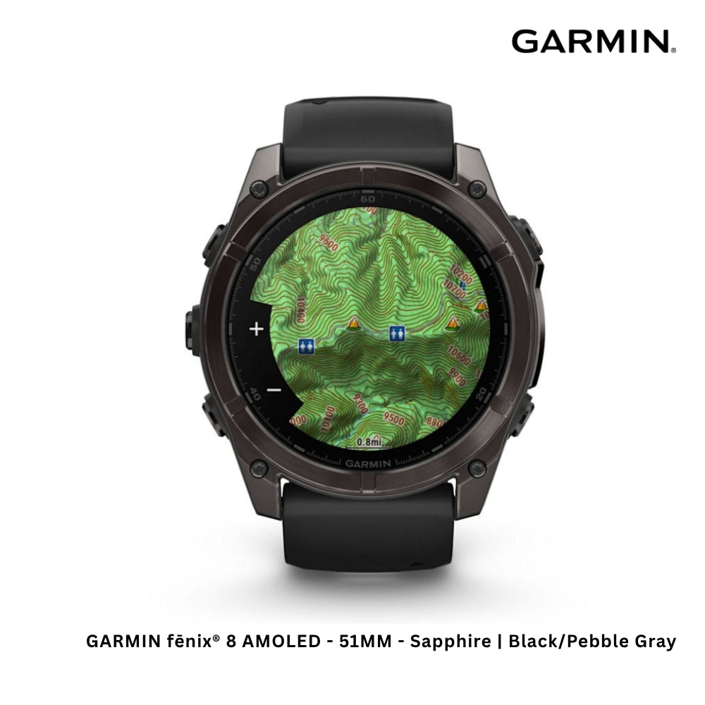 GARMIN - fēnix® 8 AMOLED Smart Watch ( 51mm ) | Sapphire - Black/Pabble Grey