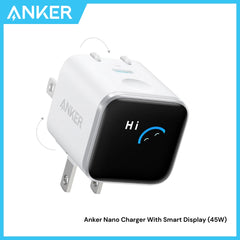 ANKER - Nano 45W Gan Charger With Smart Display - White