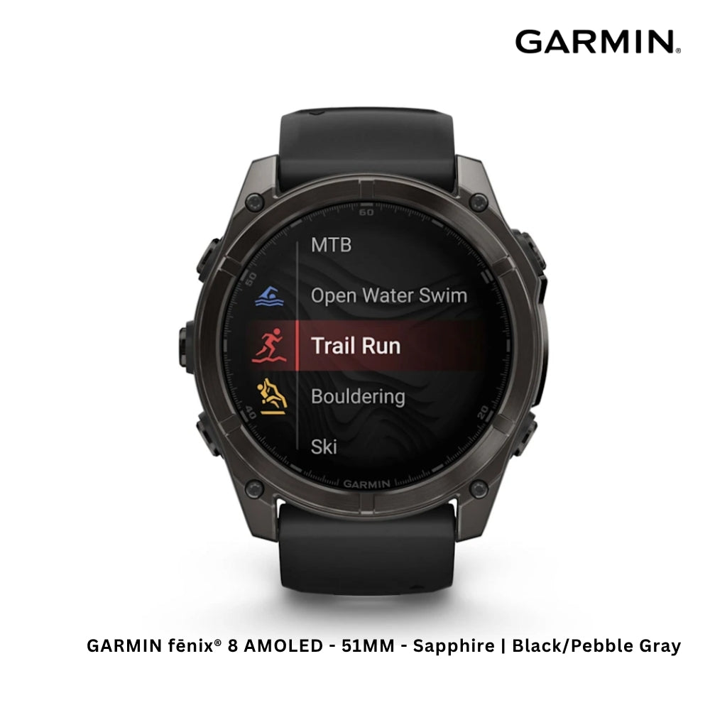 GARMIN - fēnix® 8 AMOLED Smart Watch ( 51mm ) | Sapphire - Black/Pabble Grey