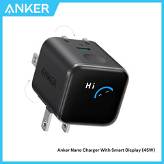 ANKER - Nano 45W Gan Charger With Smart Display - Black