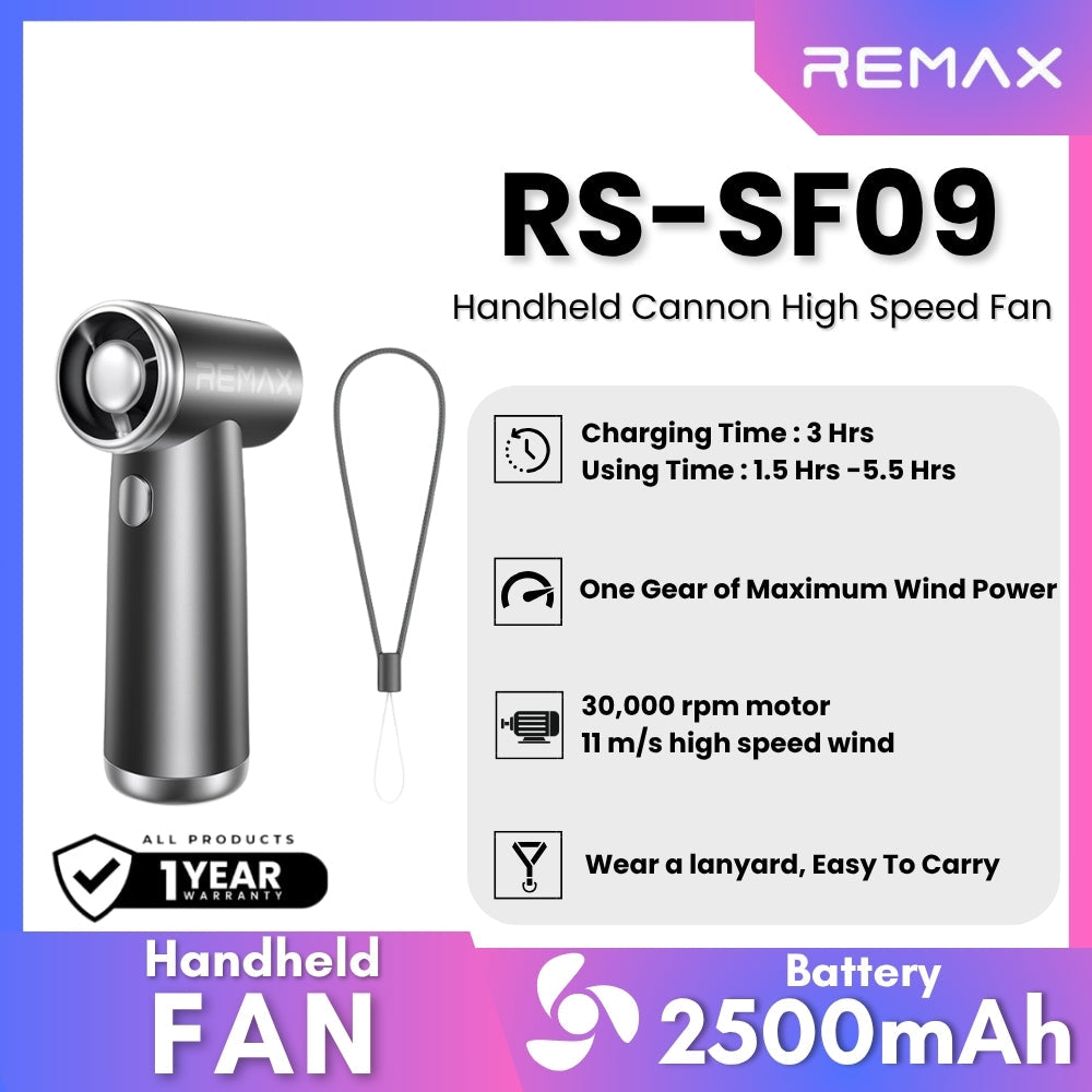 REMAX - RS-SF09 Handheld Cannon High Speed Fan (2500mAh) - Tarnish