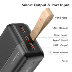 GADGET MAX 30000mAh RAY HANGER 2.4A POWER BANK(5V/2.1A) (OUTPUT-2USB/INPUT-MICRO/TYPE-C), 30000mAh Power Bank, 2.4A Power Bank, Power Bank for All